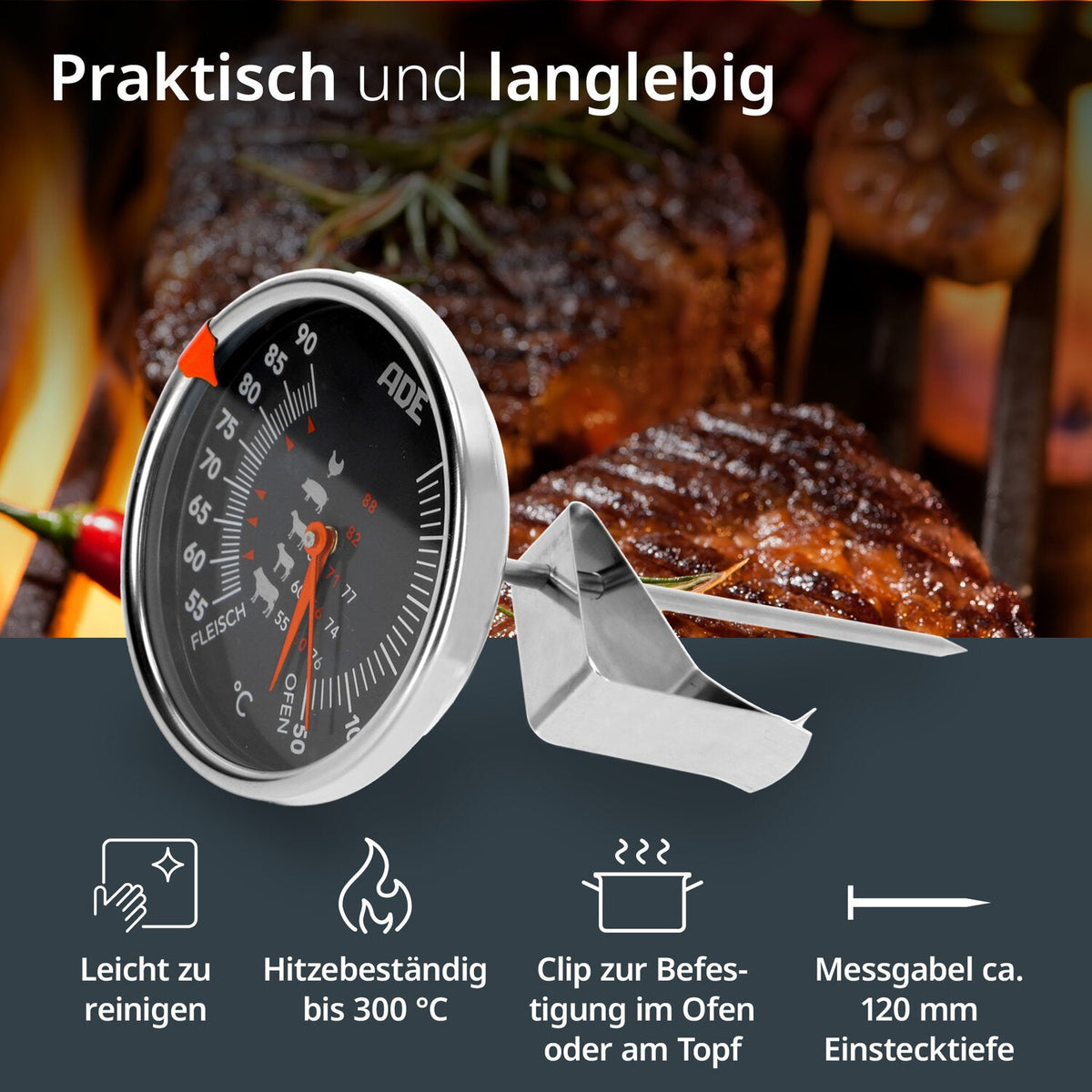 Mechanical meat thermometer
