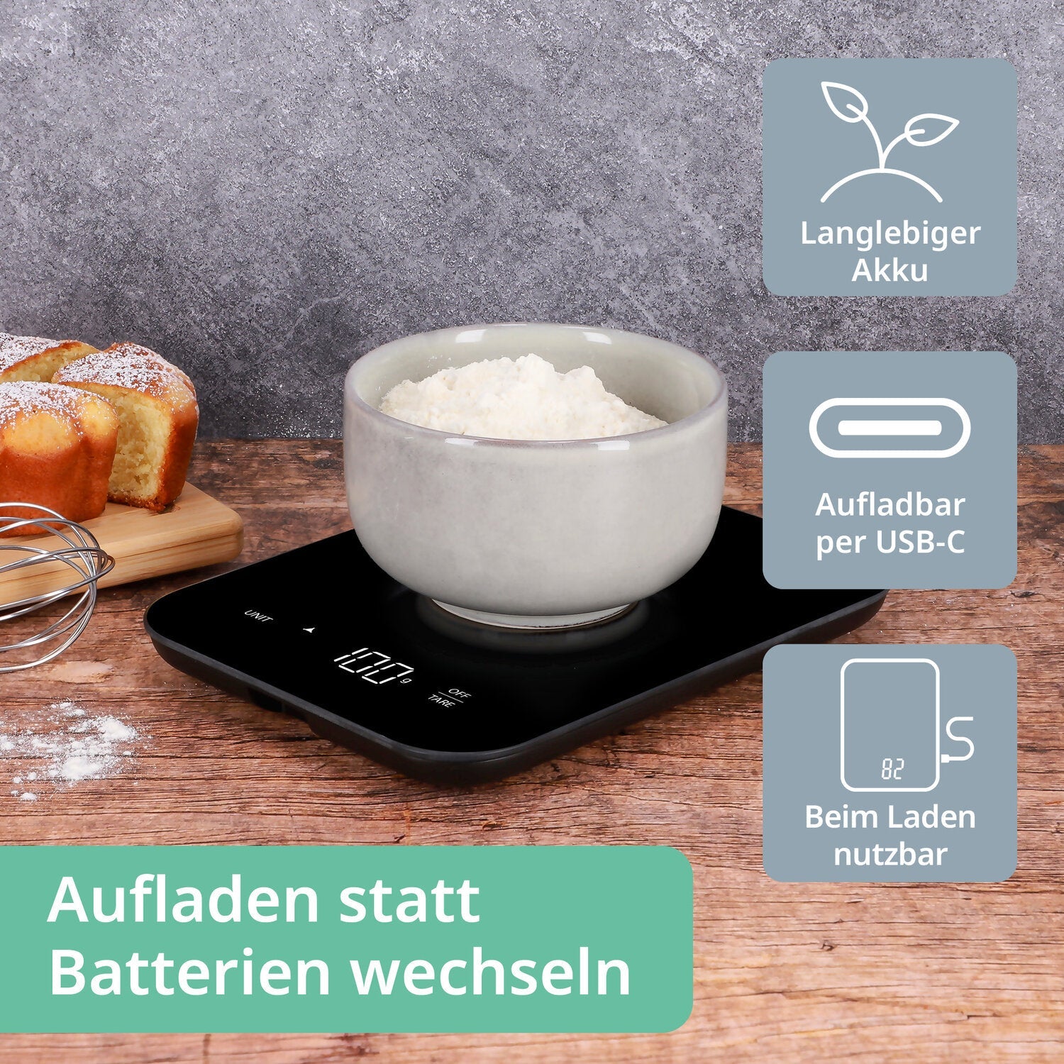 Digitale Küchenwaage mit USB-C