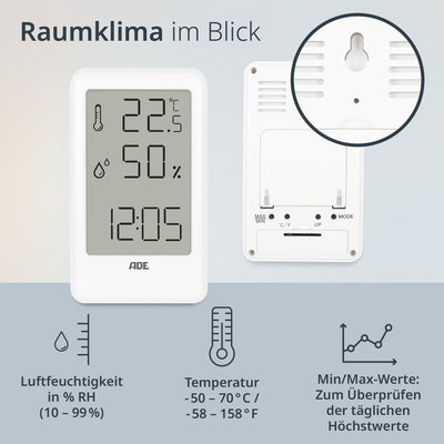 Digitales Thermo-/Hygrometer mit Uhr