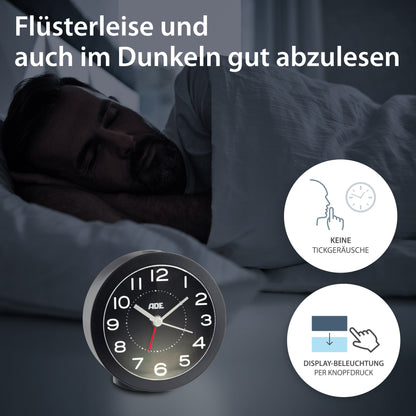 Analog alarm clock with light