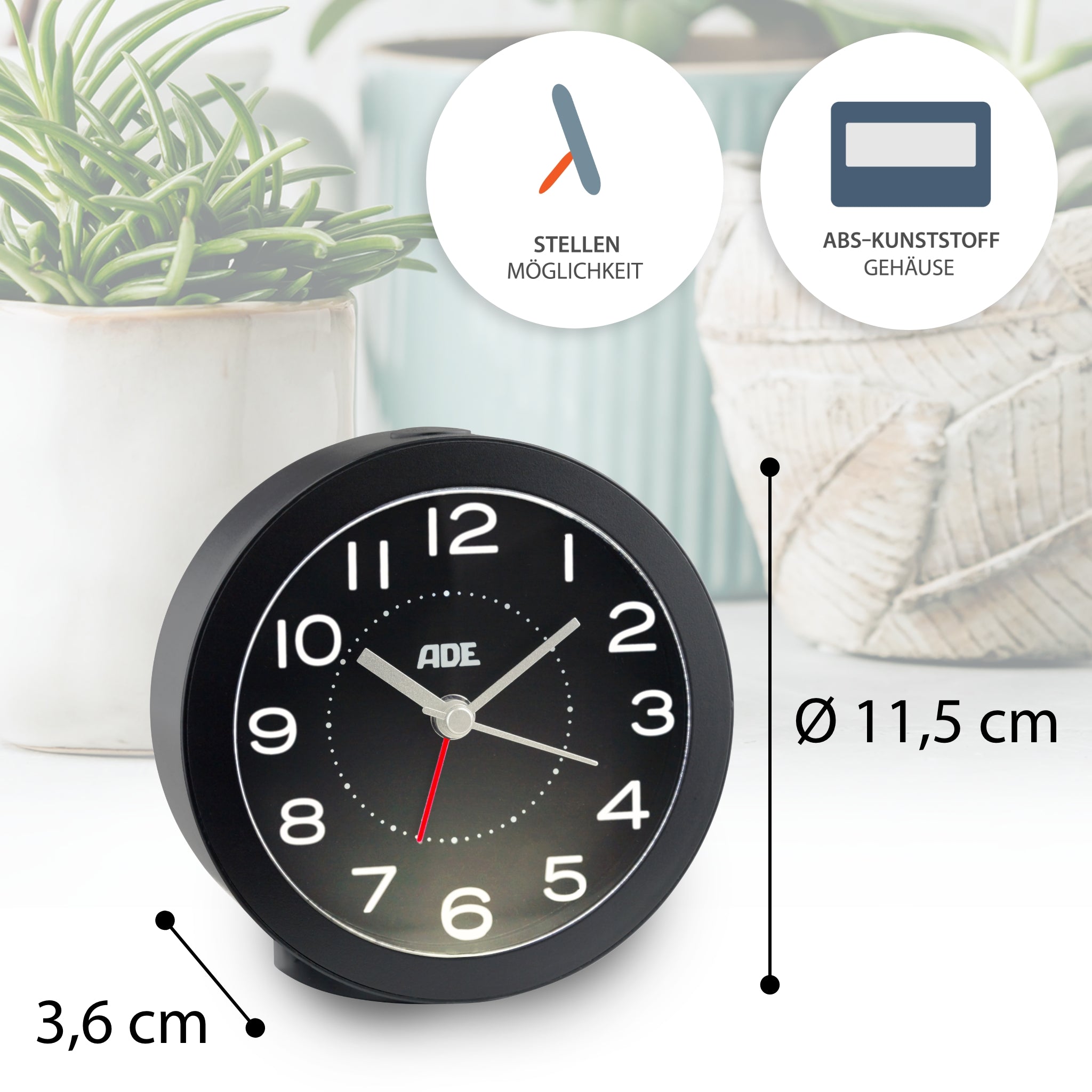 Analog alarm clock with light