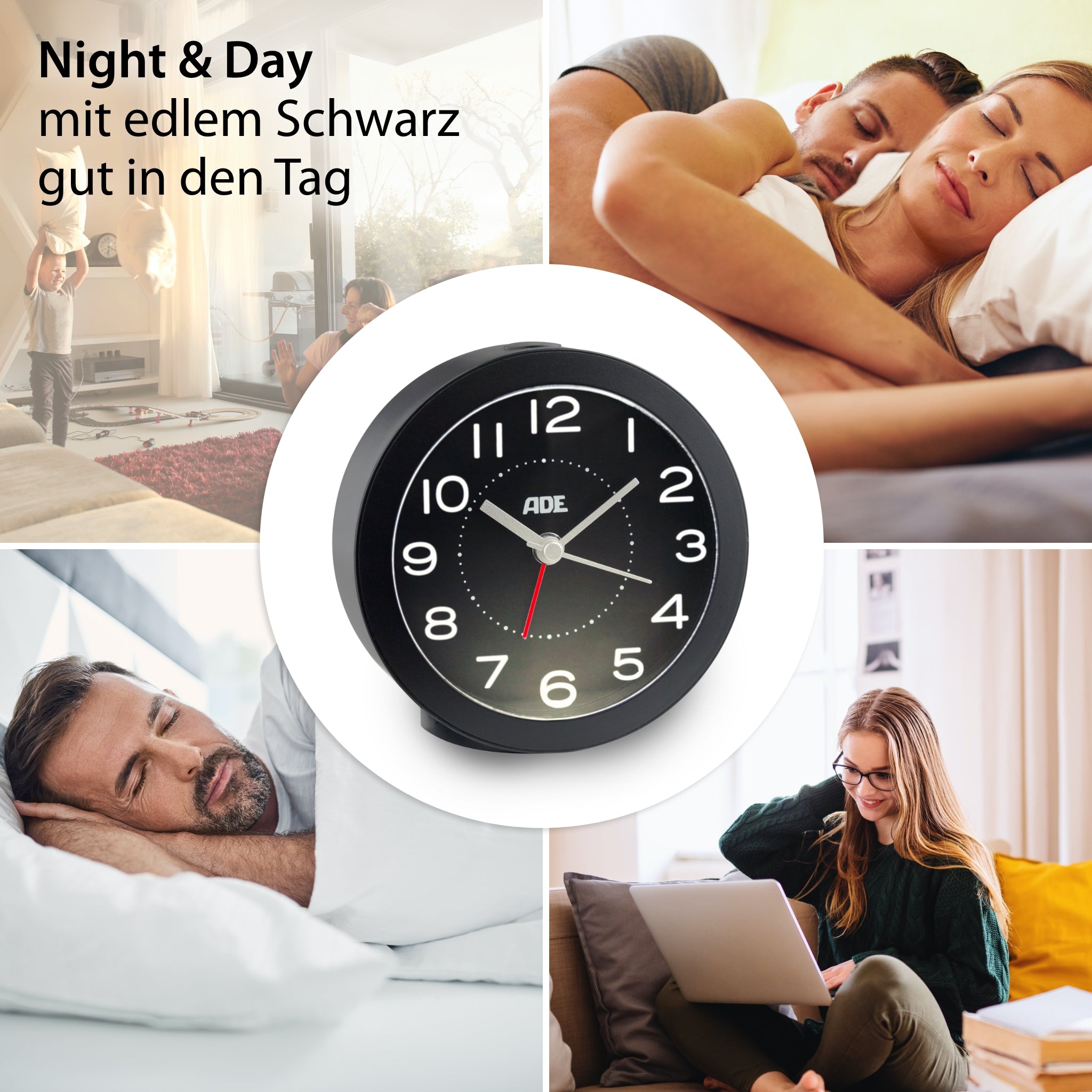 Analog alarm clock with light