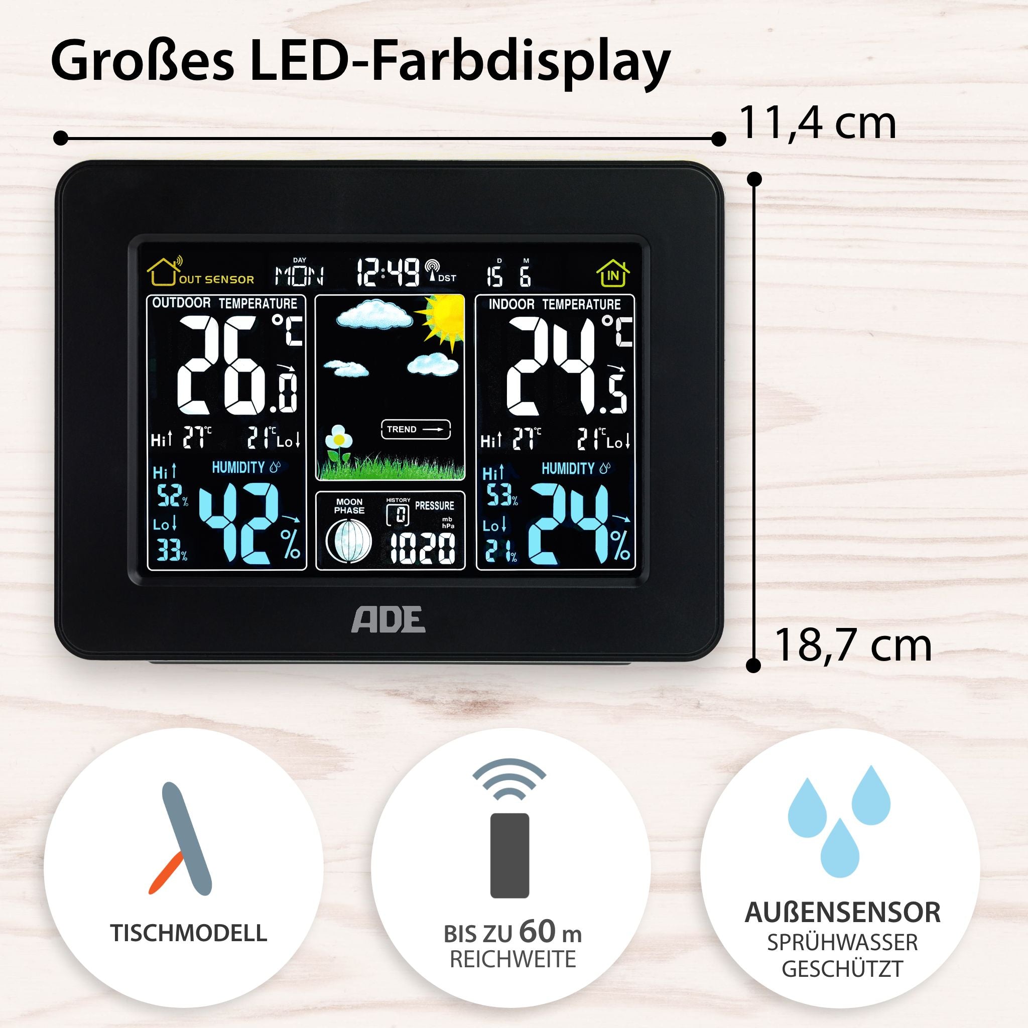 Funk-Wetterstation mit Außensensor