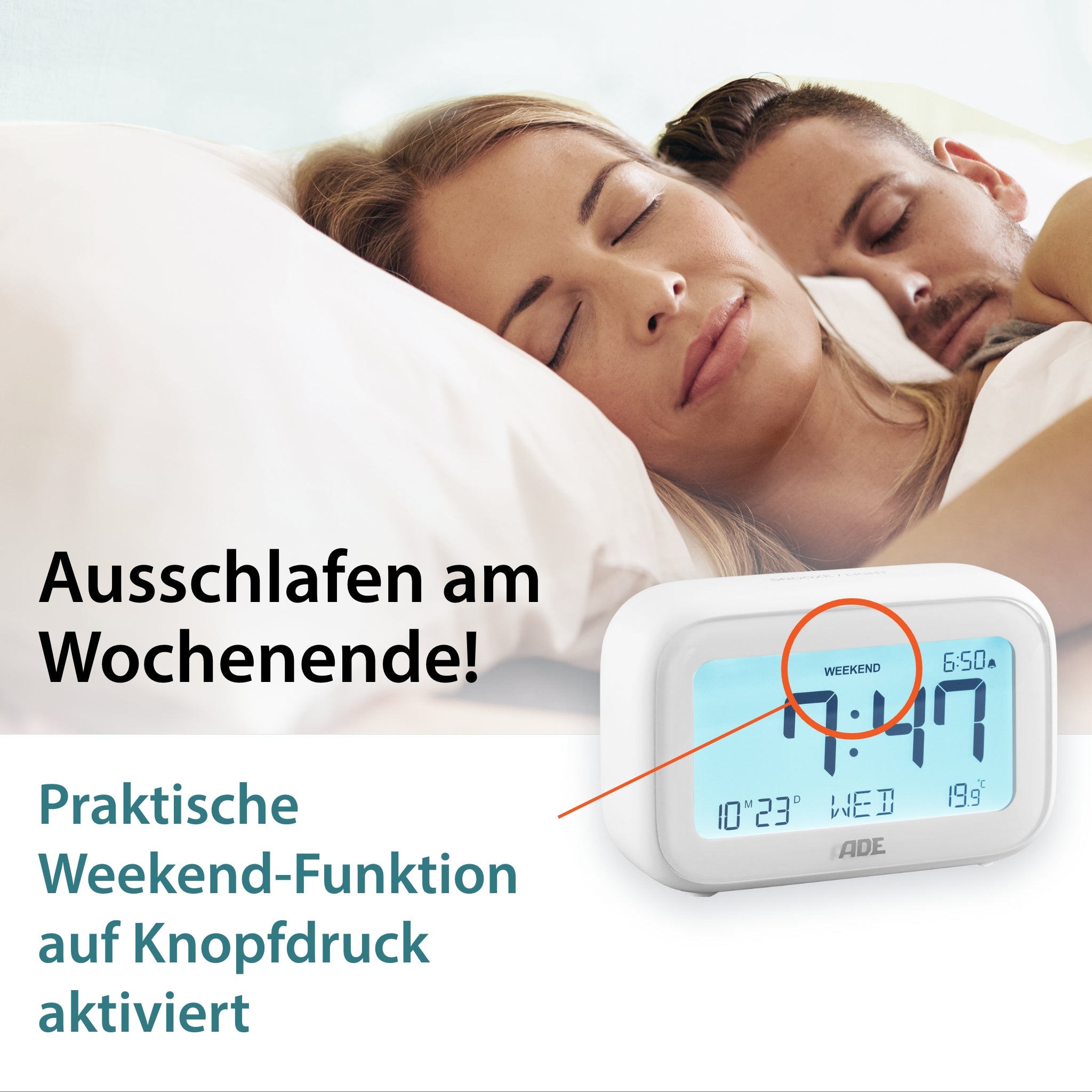 Digital alarm clock with light
