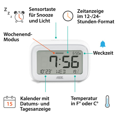 Digital alarm clock with light