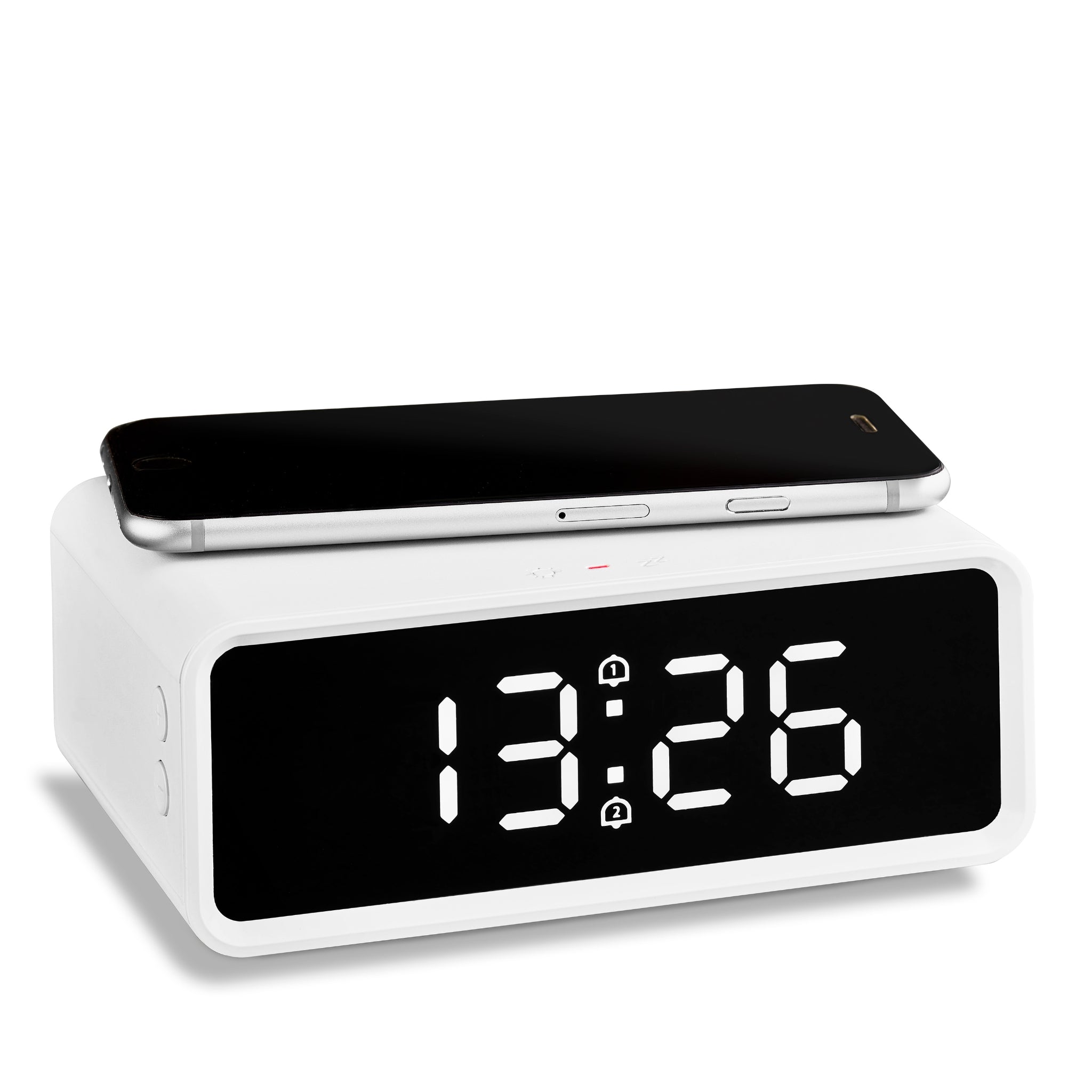 Digital alarm clock with wireless charging