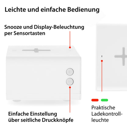 Digital alarm clock with wireless charging