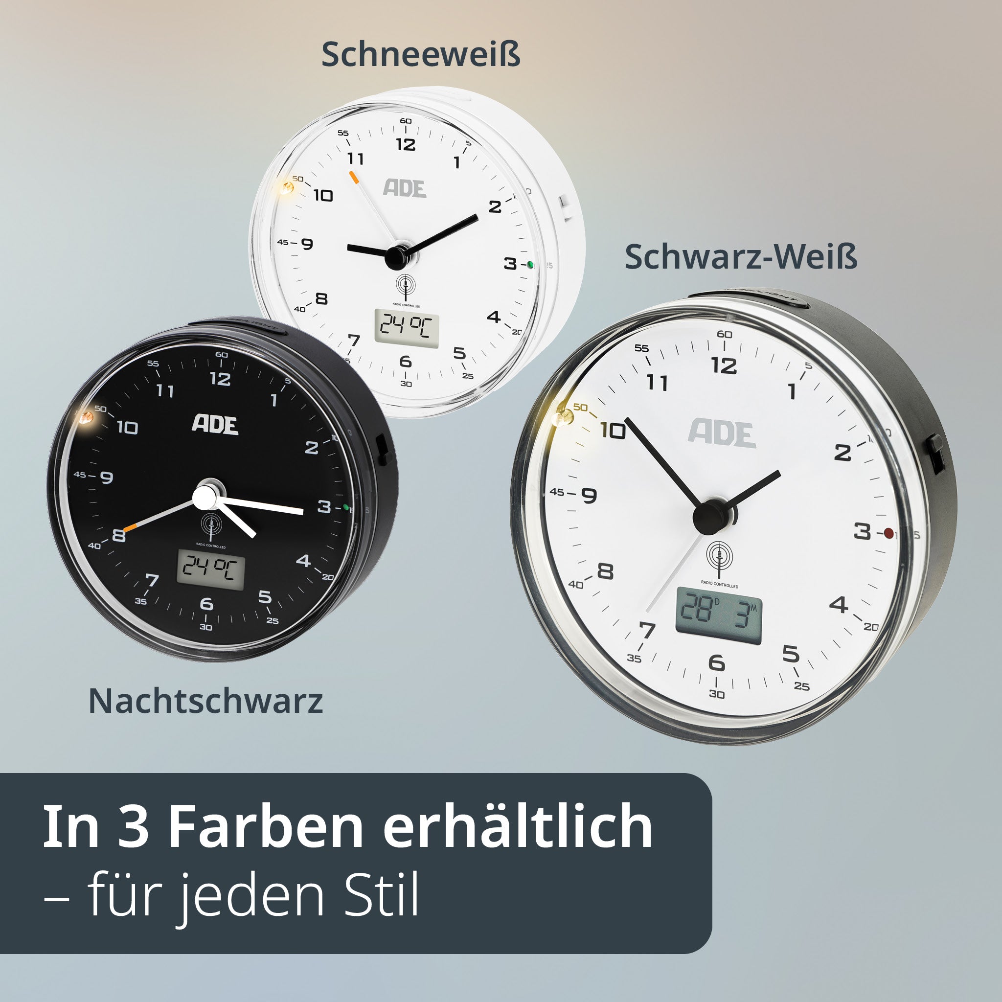 Analoger DCF-Funkwecker mit Temperatur Anzeige