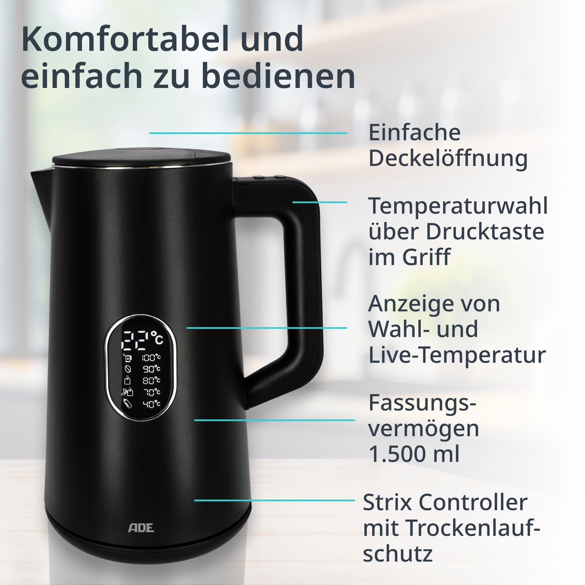 Kettle with temperature setting