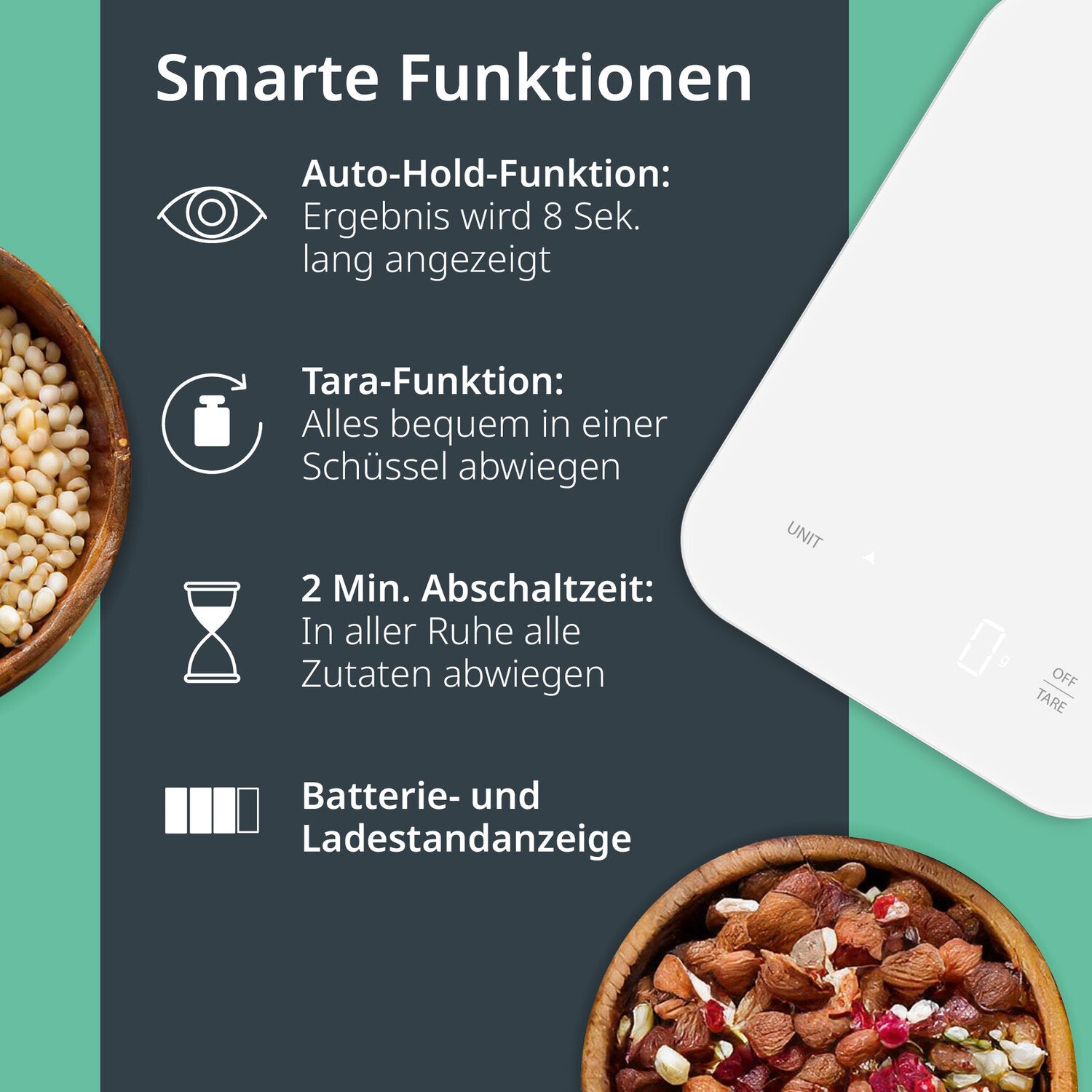 Digitale Küchenwaage mit USB-C
