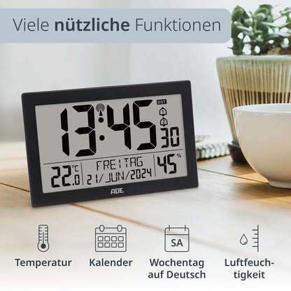 Digitale XL-Funkwanduhr mit Beleuchtung
