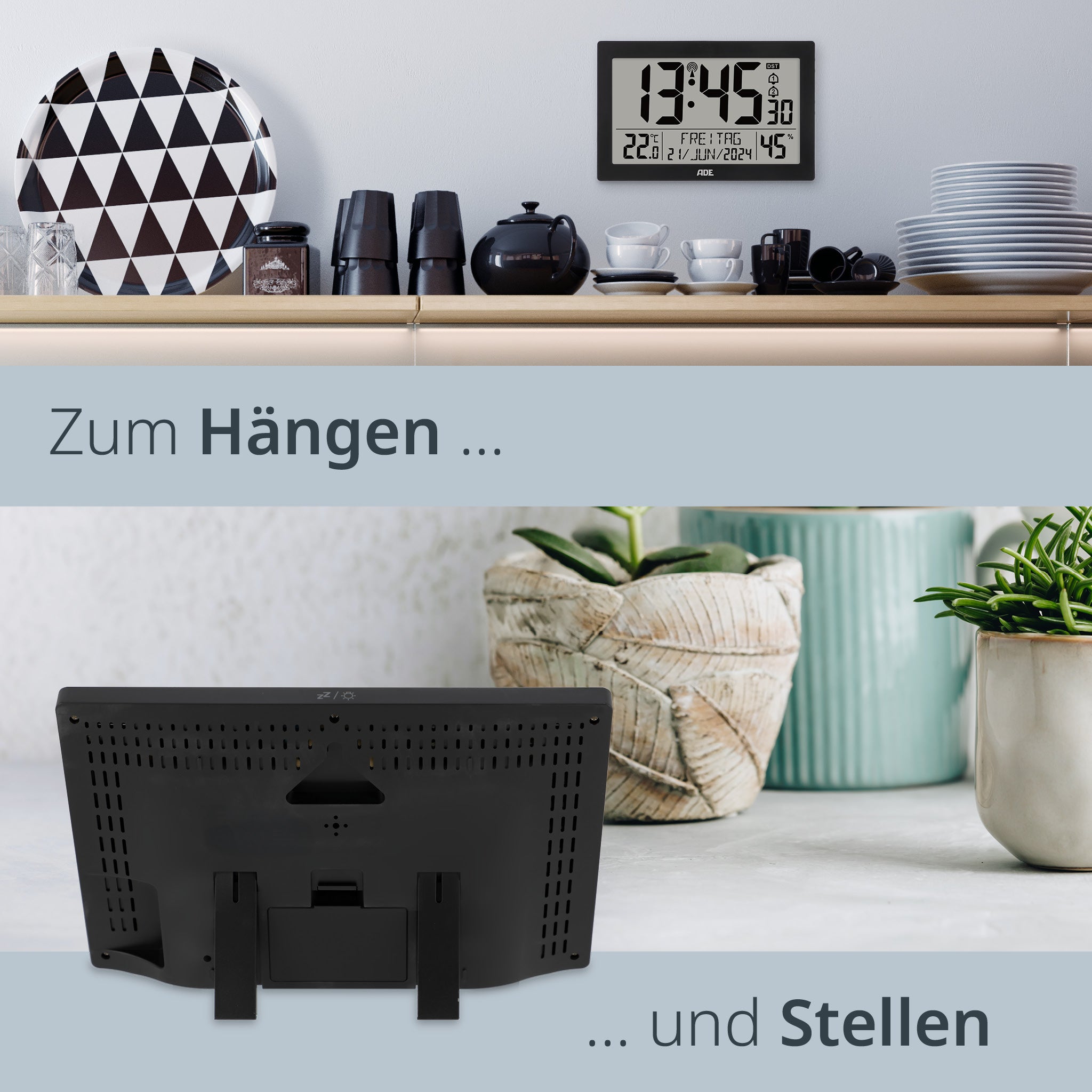 Digitale XL-Funkwanduhr mit Beleuchtung