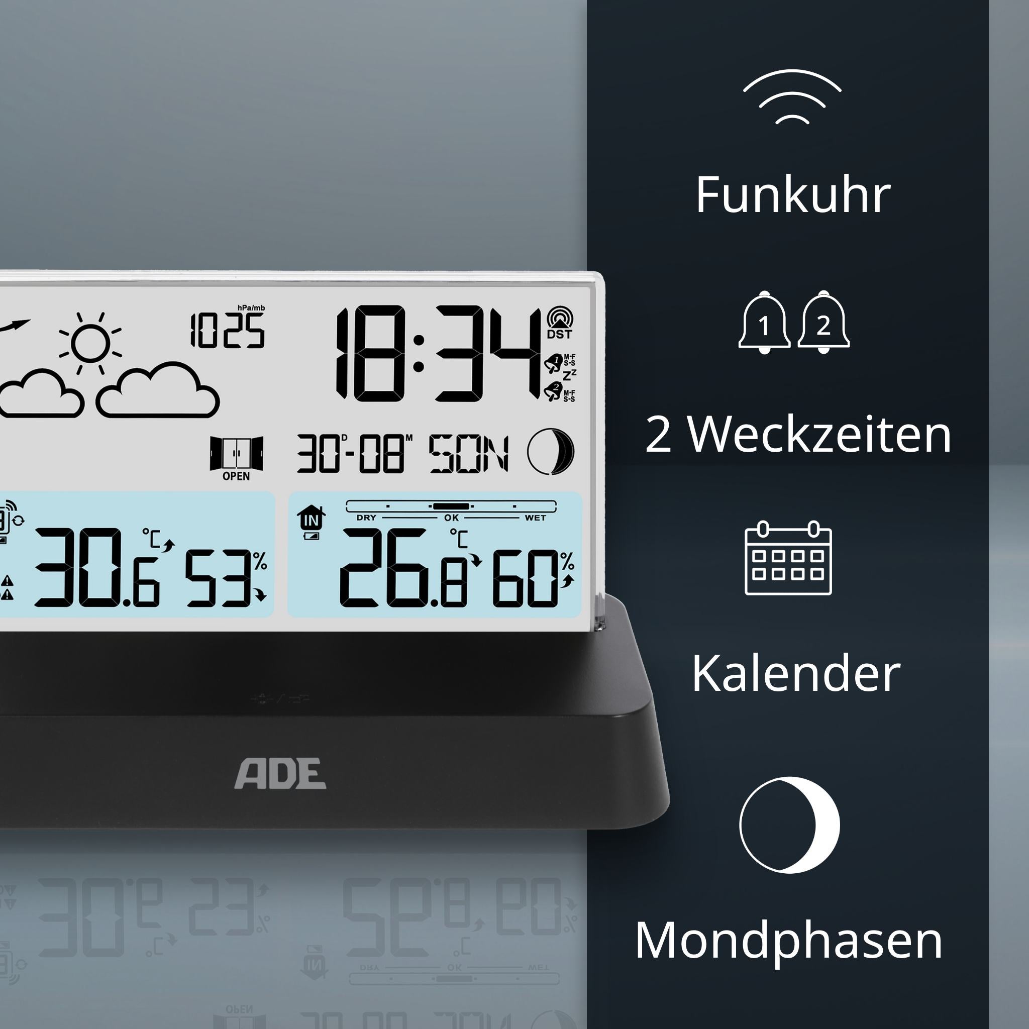 Weather station with wireless outdoor sensor