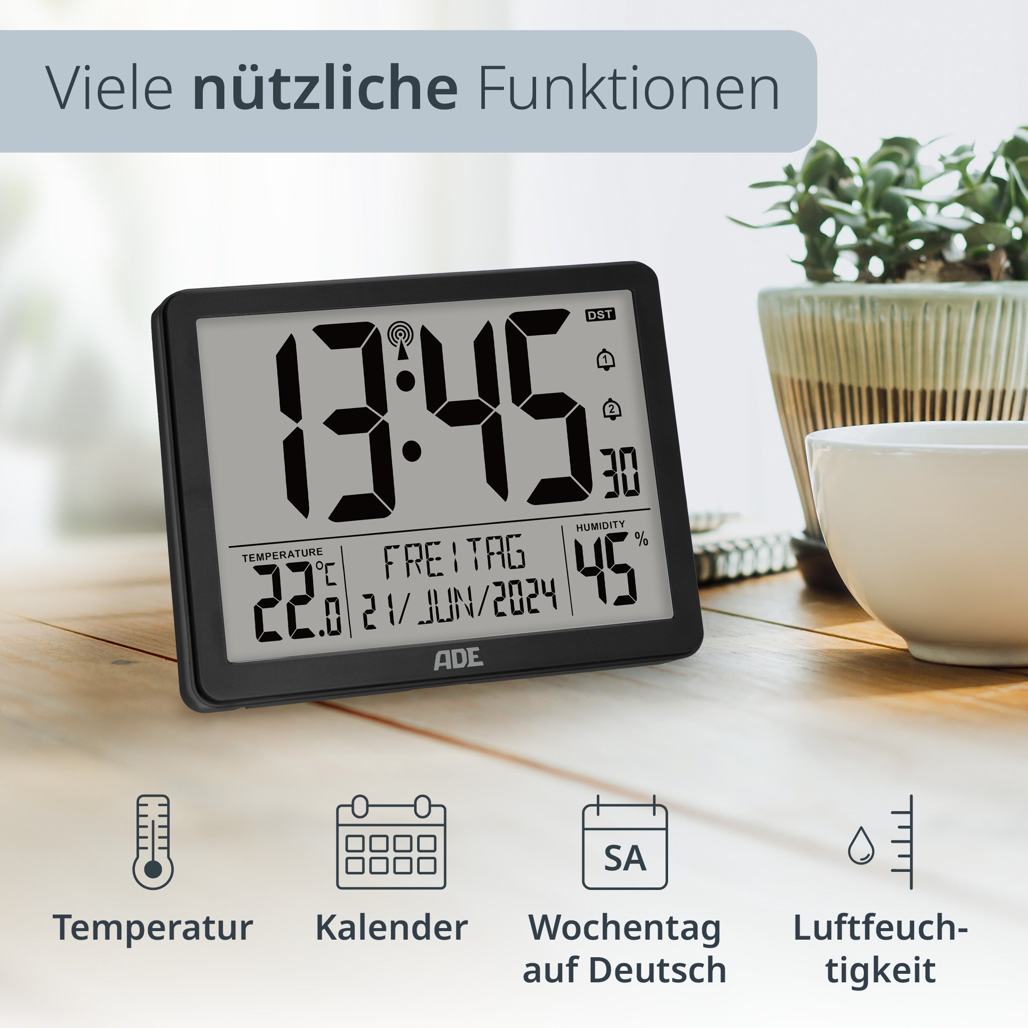 Digitale Wanduhr mit Beleuchtung