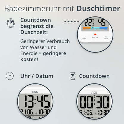 Digitale Badezimmeruhr mit Thermometer