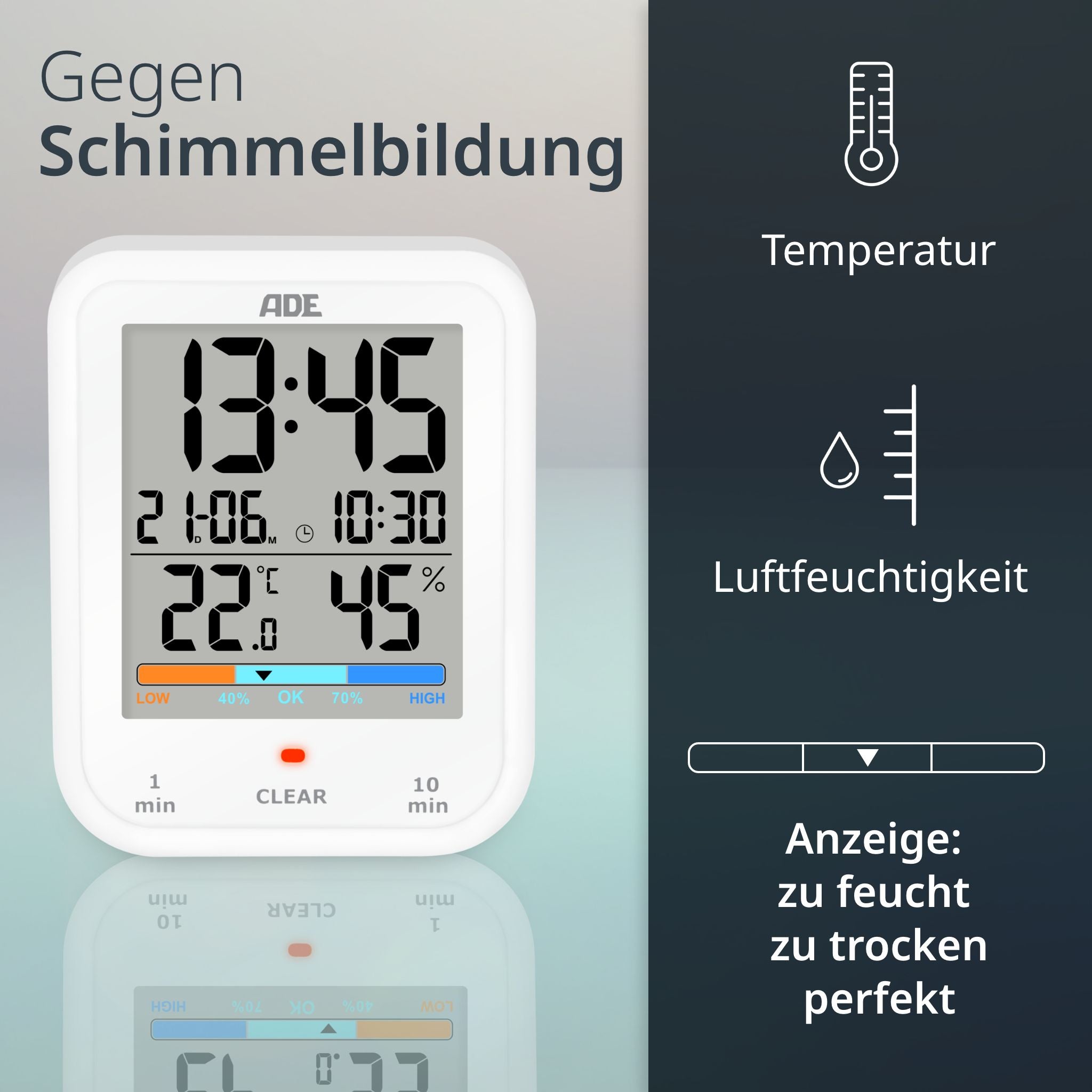 Digitale Badezimmeruhr mit Thermometer