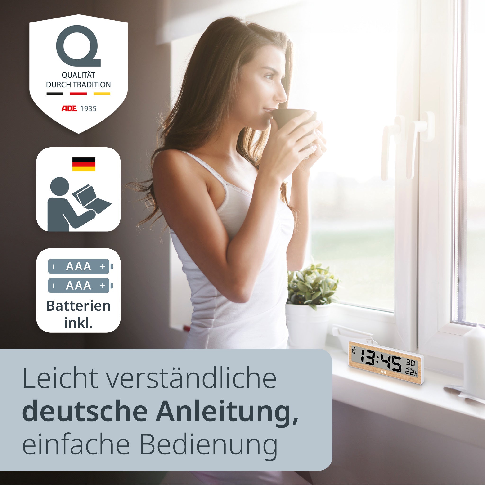 Digitale DCF-Funkuhr mit XXL-Ziffern