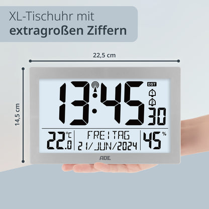 Digitale XL-Funkwanduhr mit Beleuchtung
