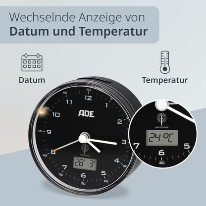 Analoger DCF-Funkwecker mit Temperatur Anzeige