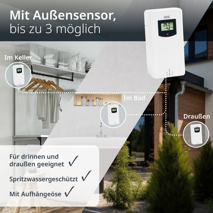 Weather station with wireless outdoor sensor