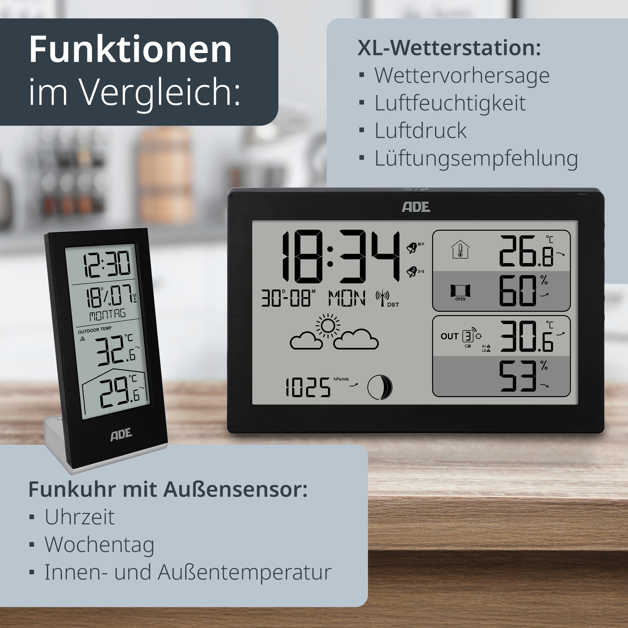 Weather station with wireless outdoor sensor