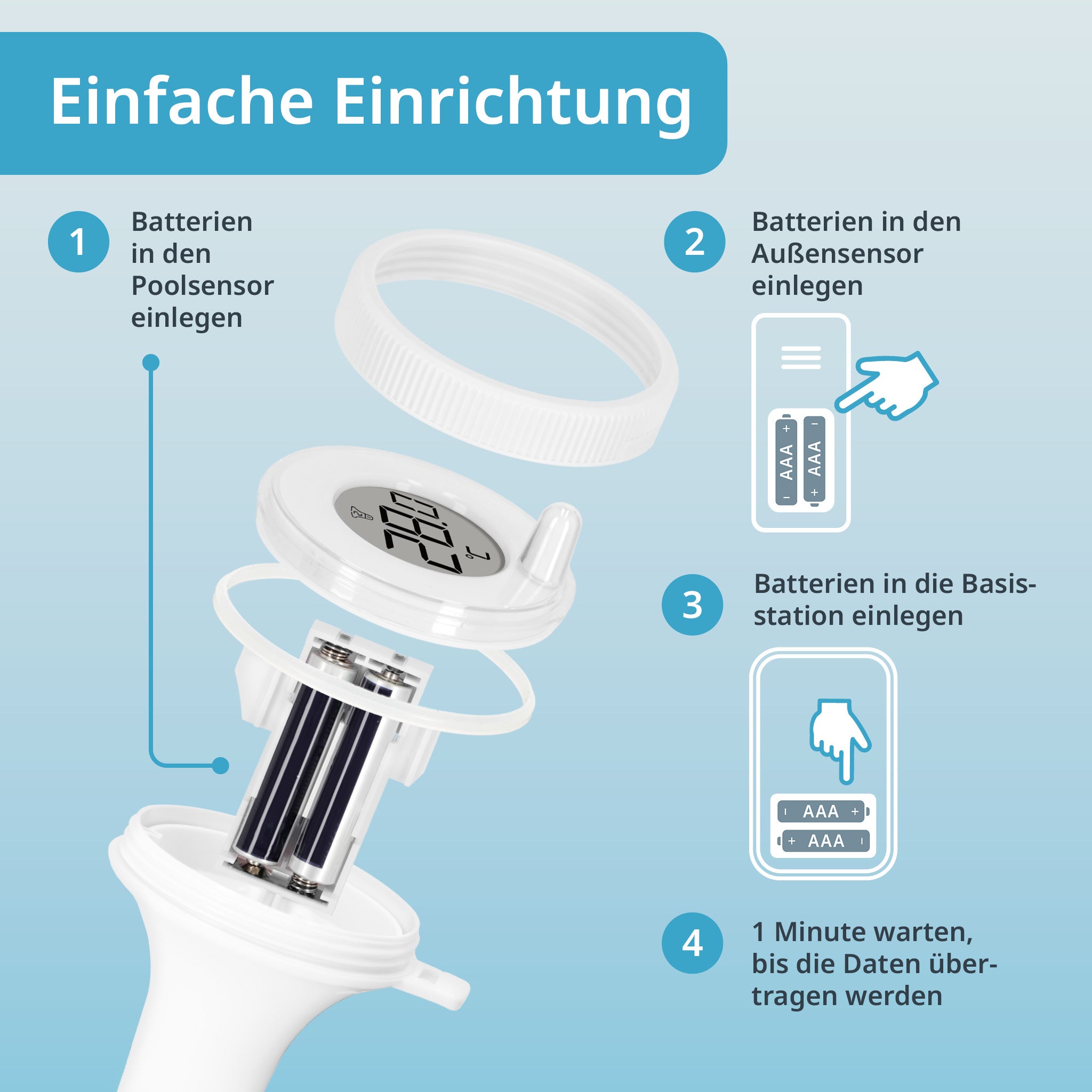 Digital pool thermometer with external sensor