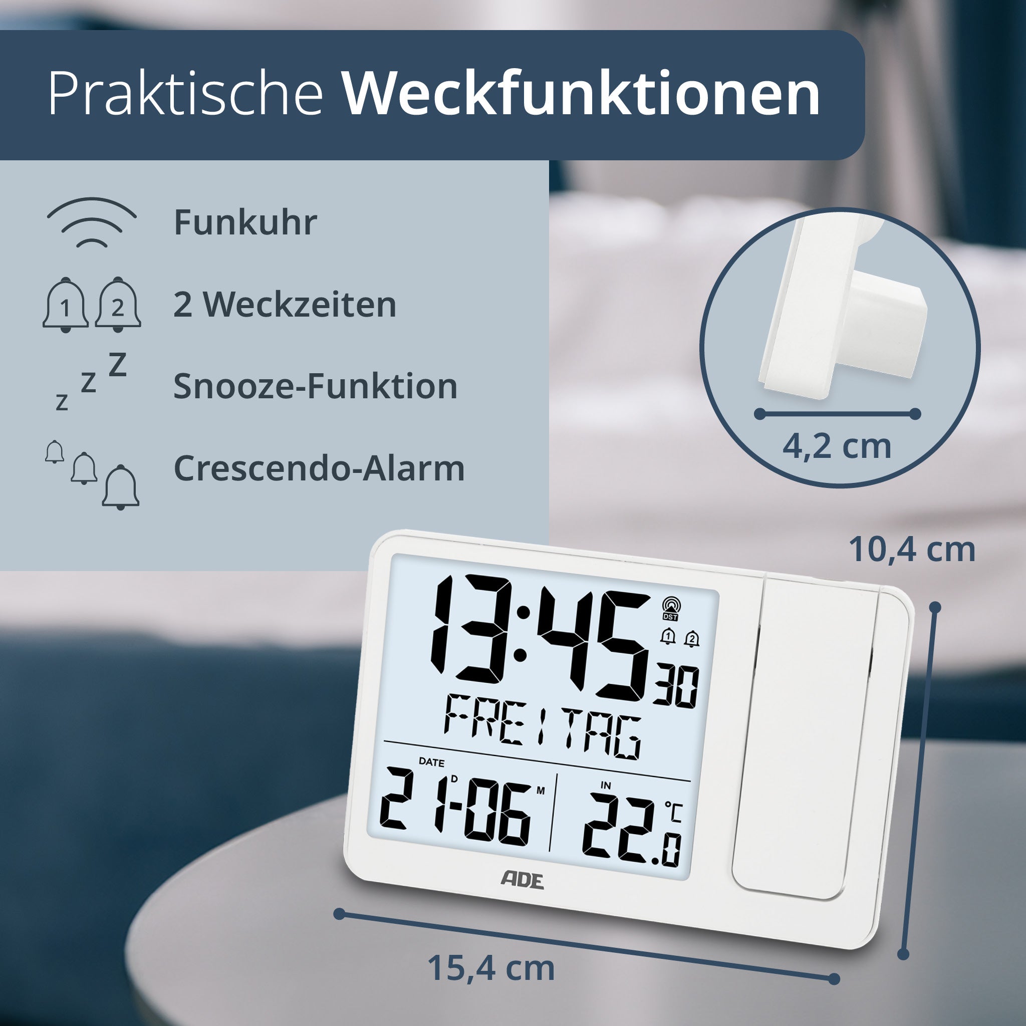 Digitale Funkuhr mit Projektion