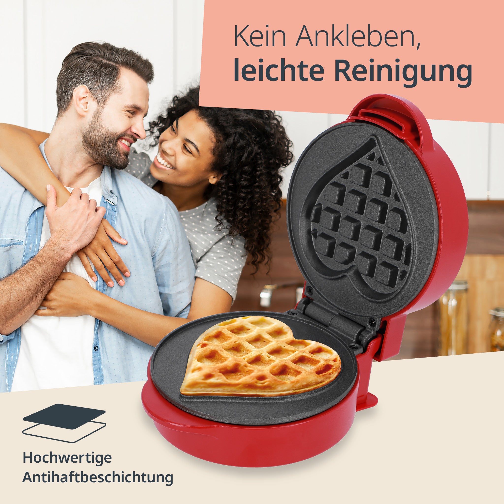 Mini waffle iron – heart-shaped
