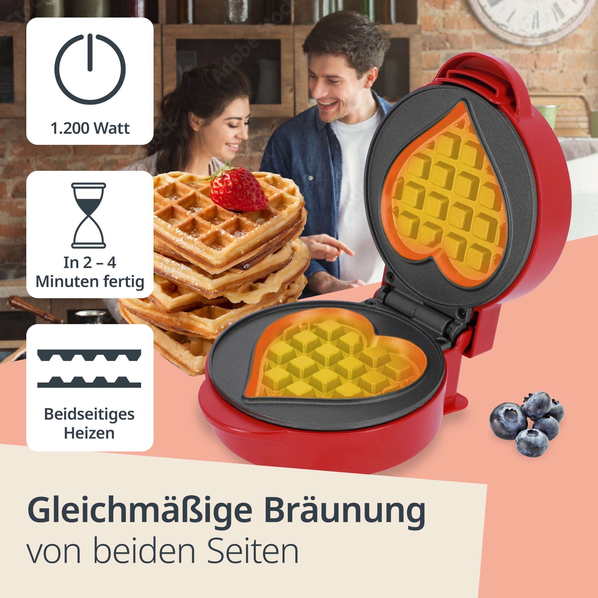 Mini waffle iron – heart-shaped