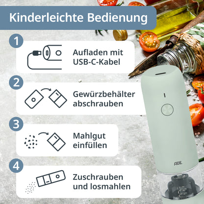 Elektrische Mini Salz- und Pfeffermühle