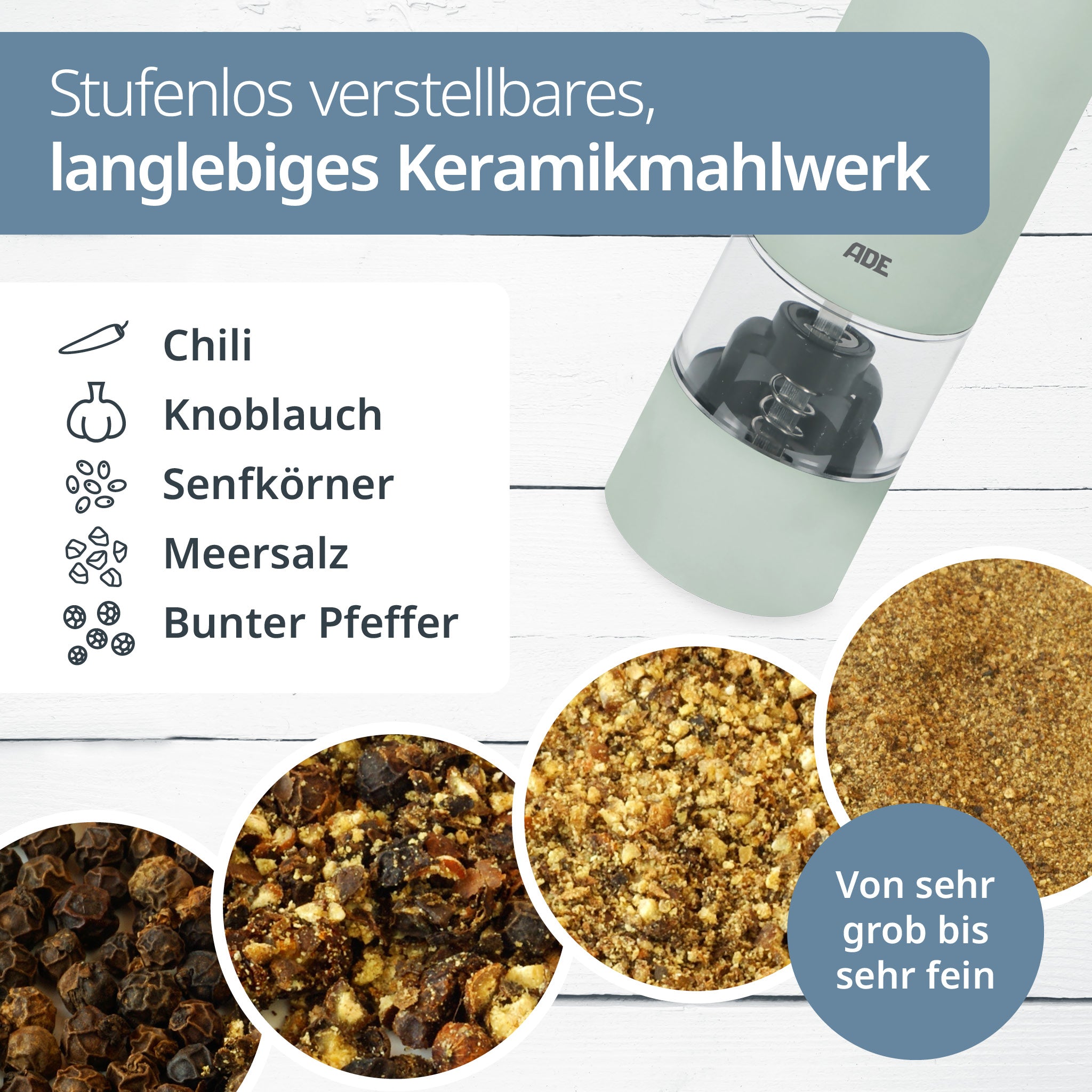 Elektrische Mini Salz- und Pfeffermühle