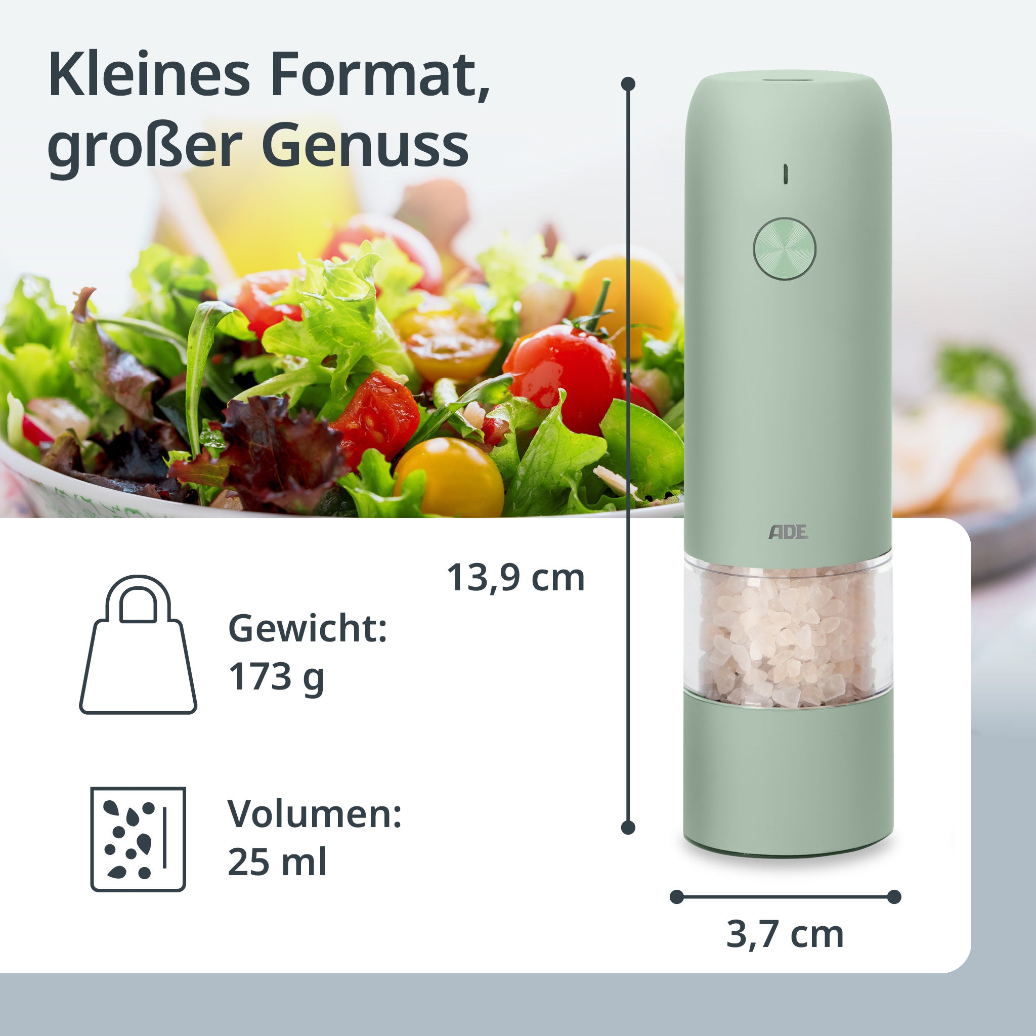 Elektrische Mini Salz- und Pfeffermühle