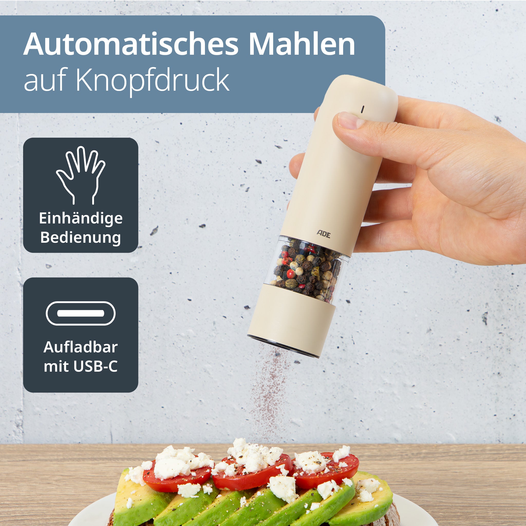 Elektrische Mini Salz- und Pfeffermühle