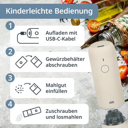 Elektrische Mini Salz- und Pfeffermühle