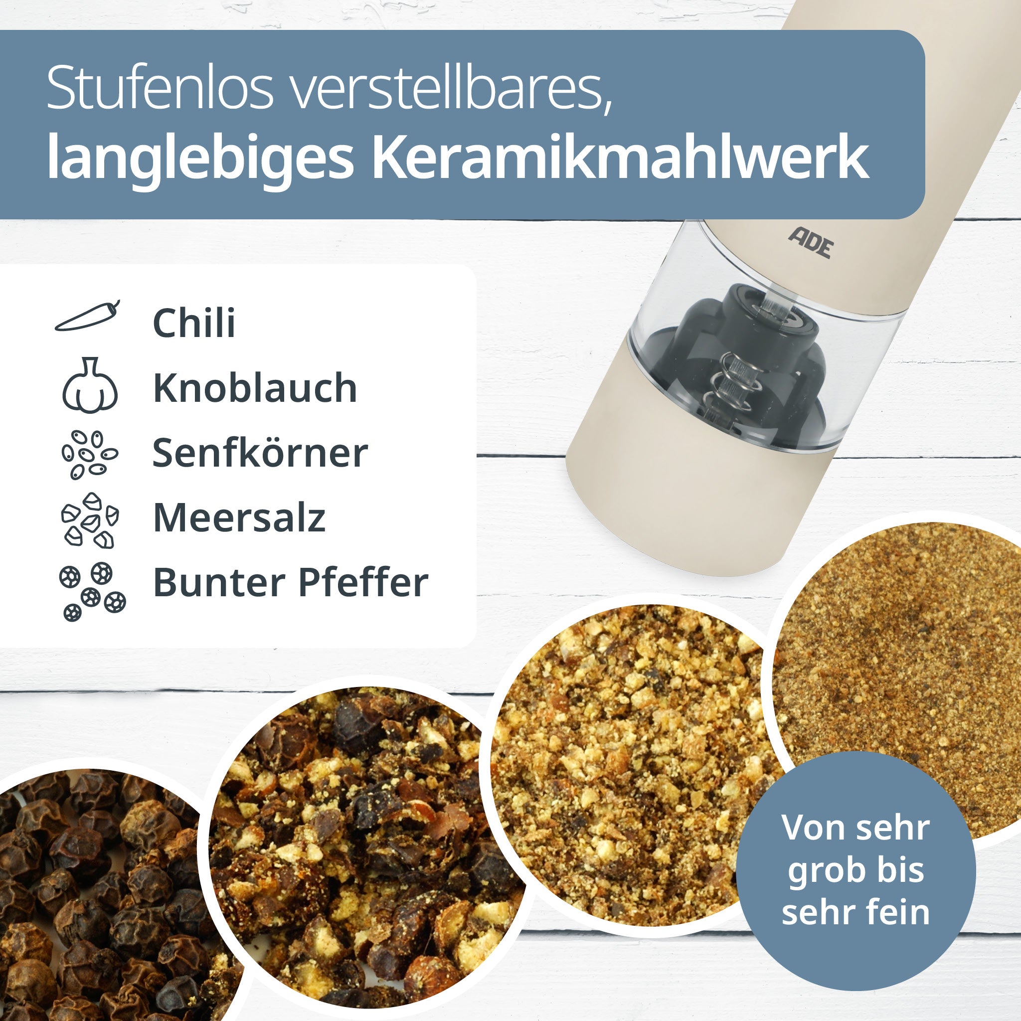 Elektrische Mini Salz- und Pfeffermühle