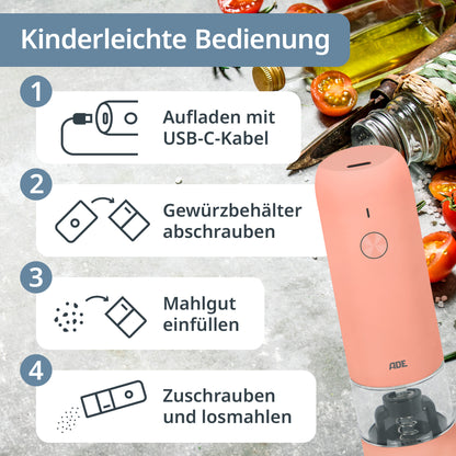 Elektrische Mini Salz- und Pfeffermühle