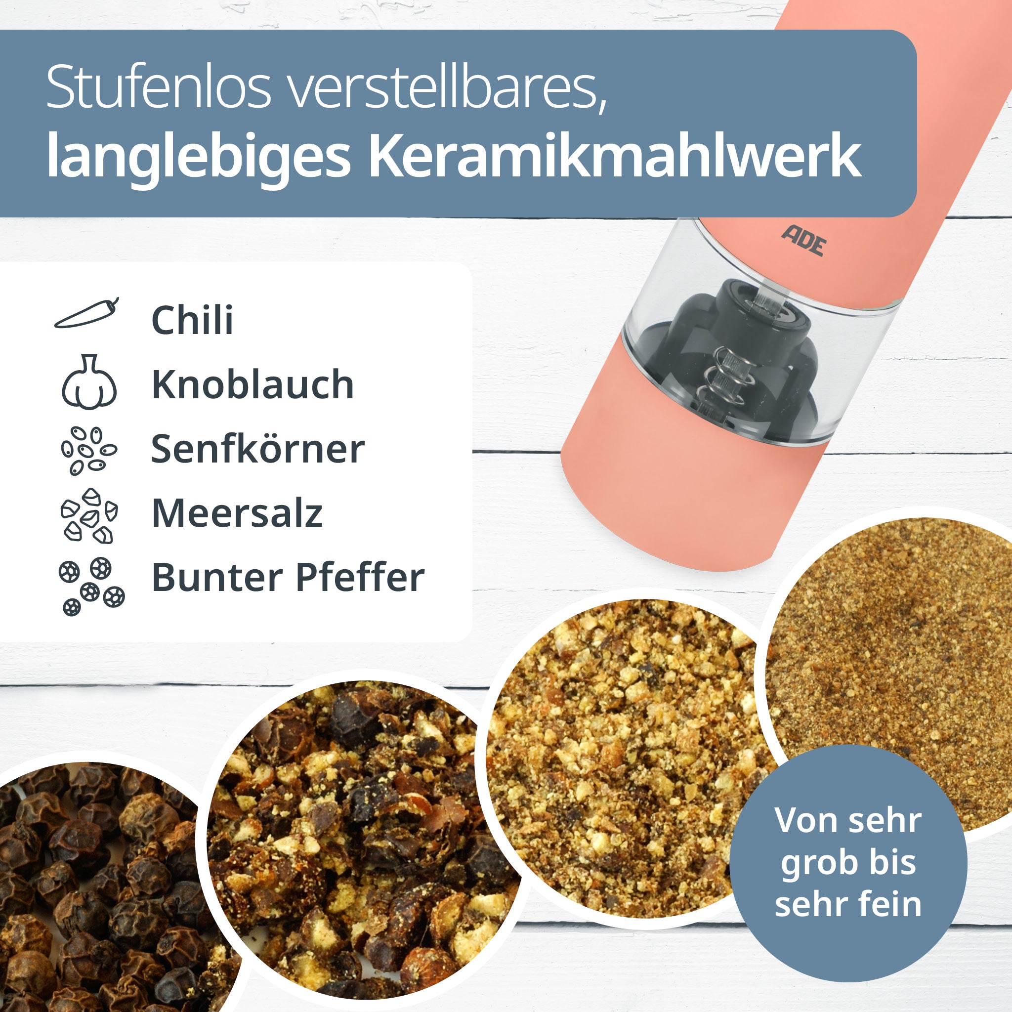 Elektrische Mini Salz- und Pfeffermühle