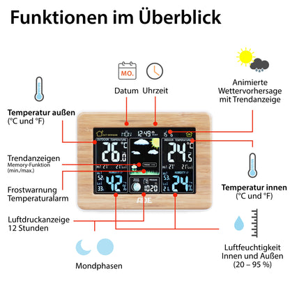 Weather station with wireless outdoor sensor
