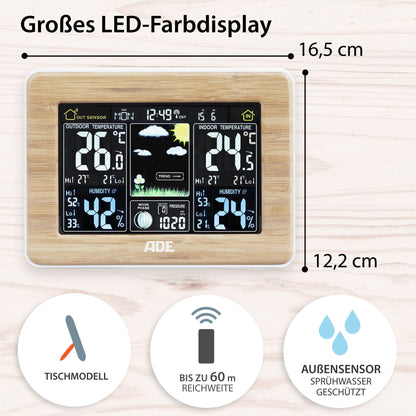 Weather station with wireless outdoor sensor