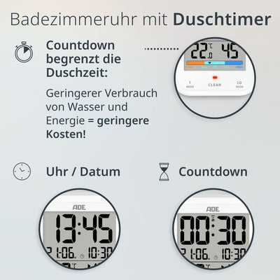 Digitale Badezimmeruhr mit Thermometer