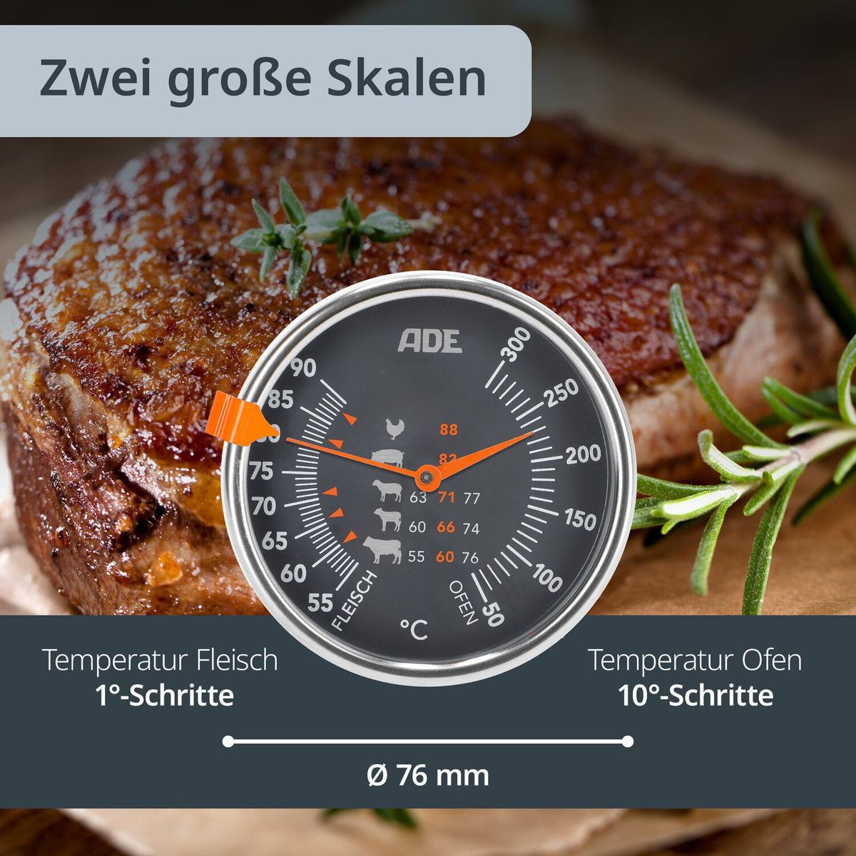 Mechanical meat thermometer