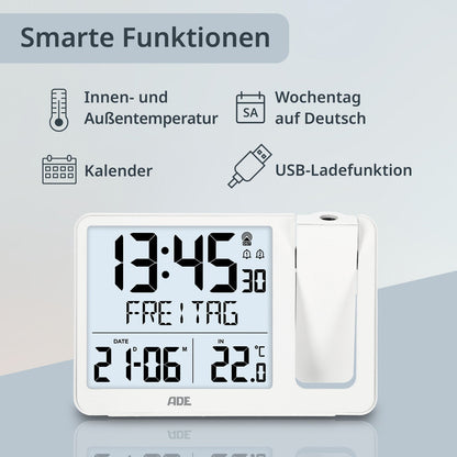 Digital radio-controlled projection clock