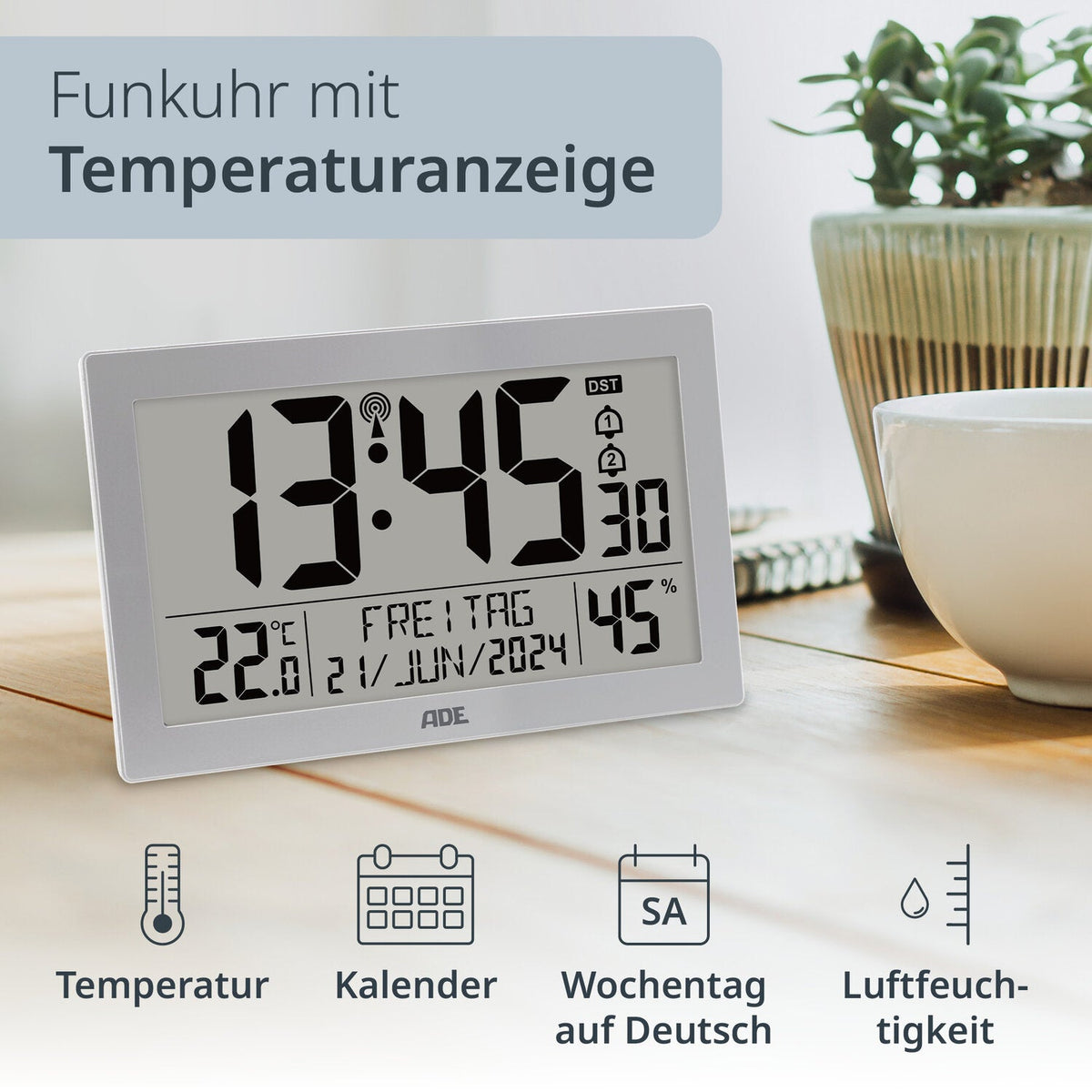 Digitale XL-Funkwanduhr