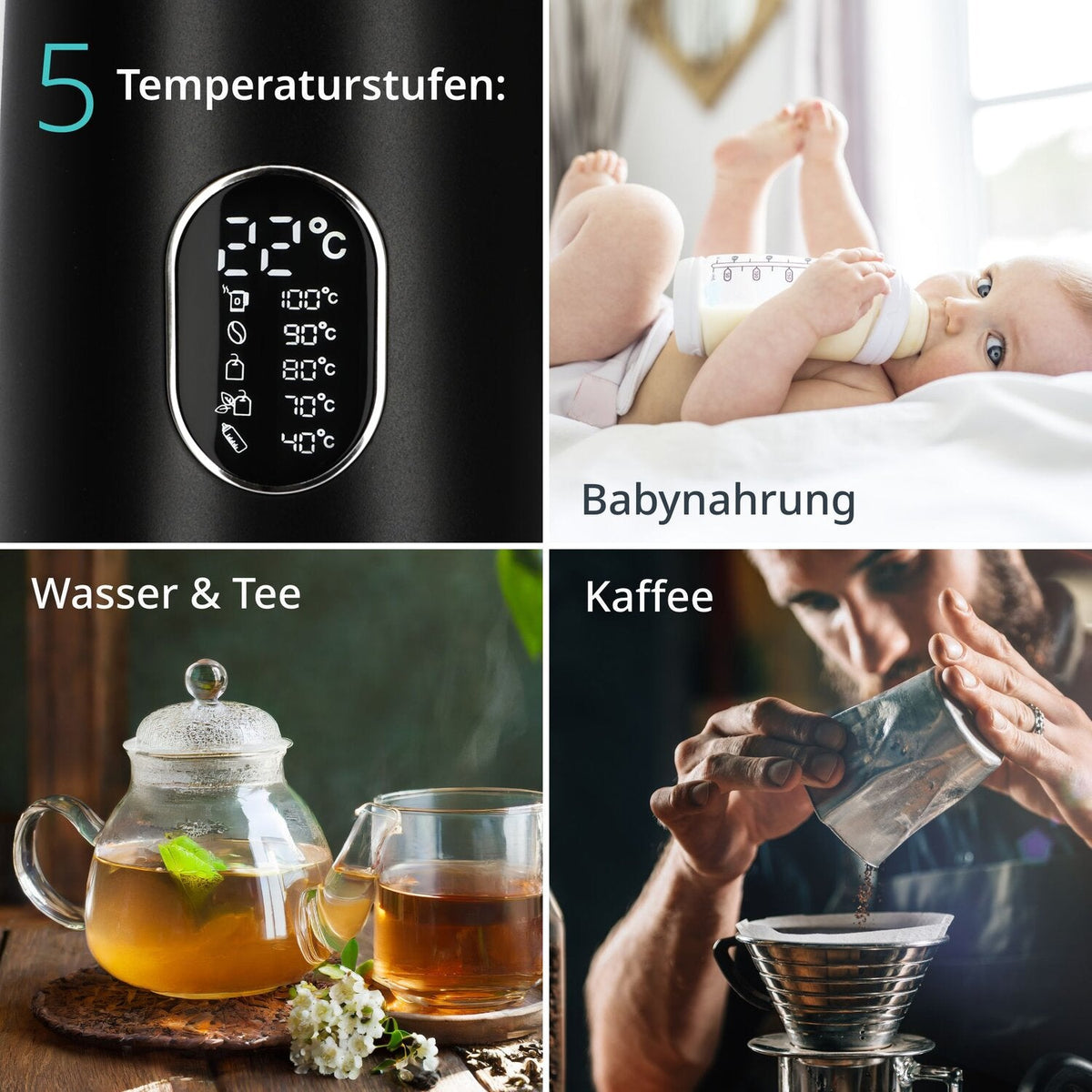 Wasserkocher mit Temperaturwahl
