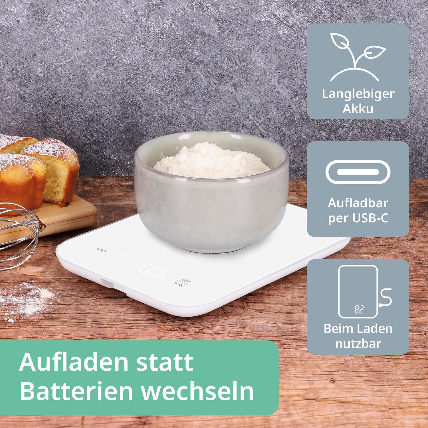 Digitale Küchenwaage mit USB-C