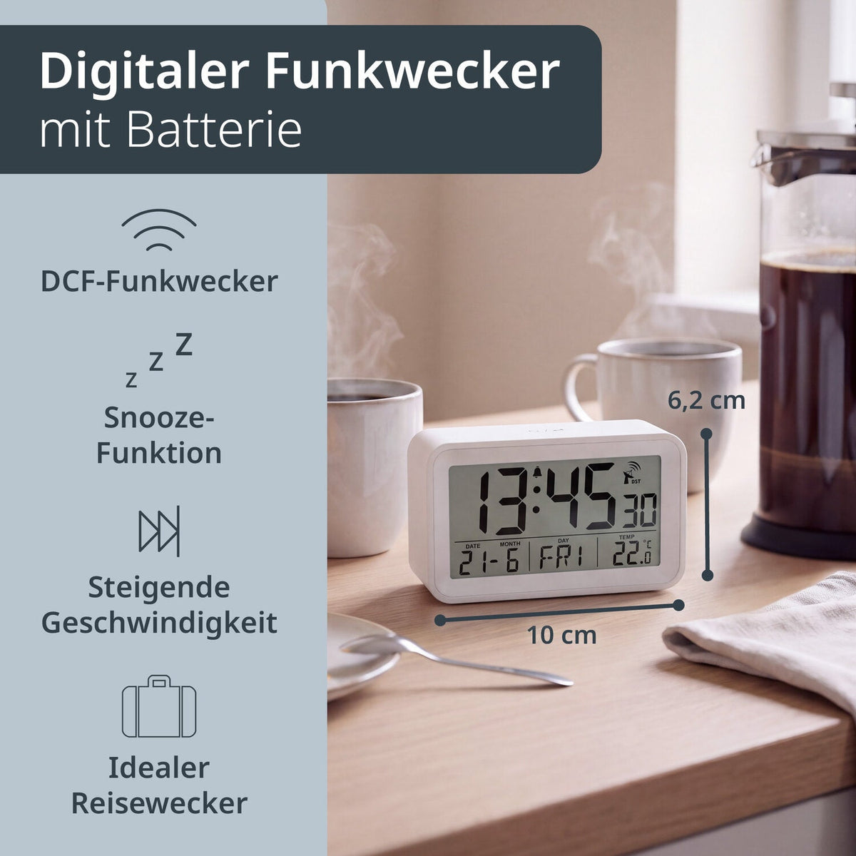 Digital radio-controlled alarm clock