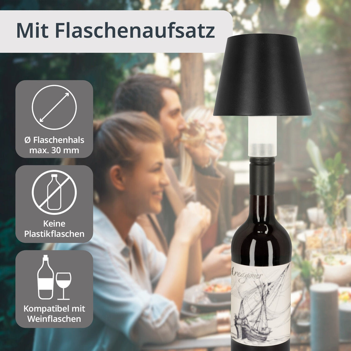 2-in-1 Tisch- und Flaschenleuchte