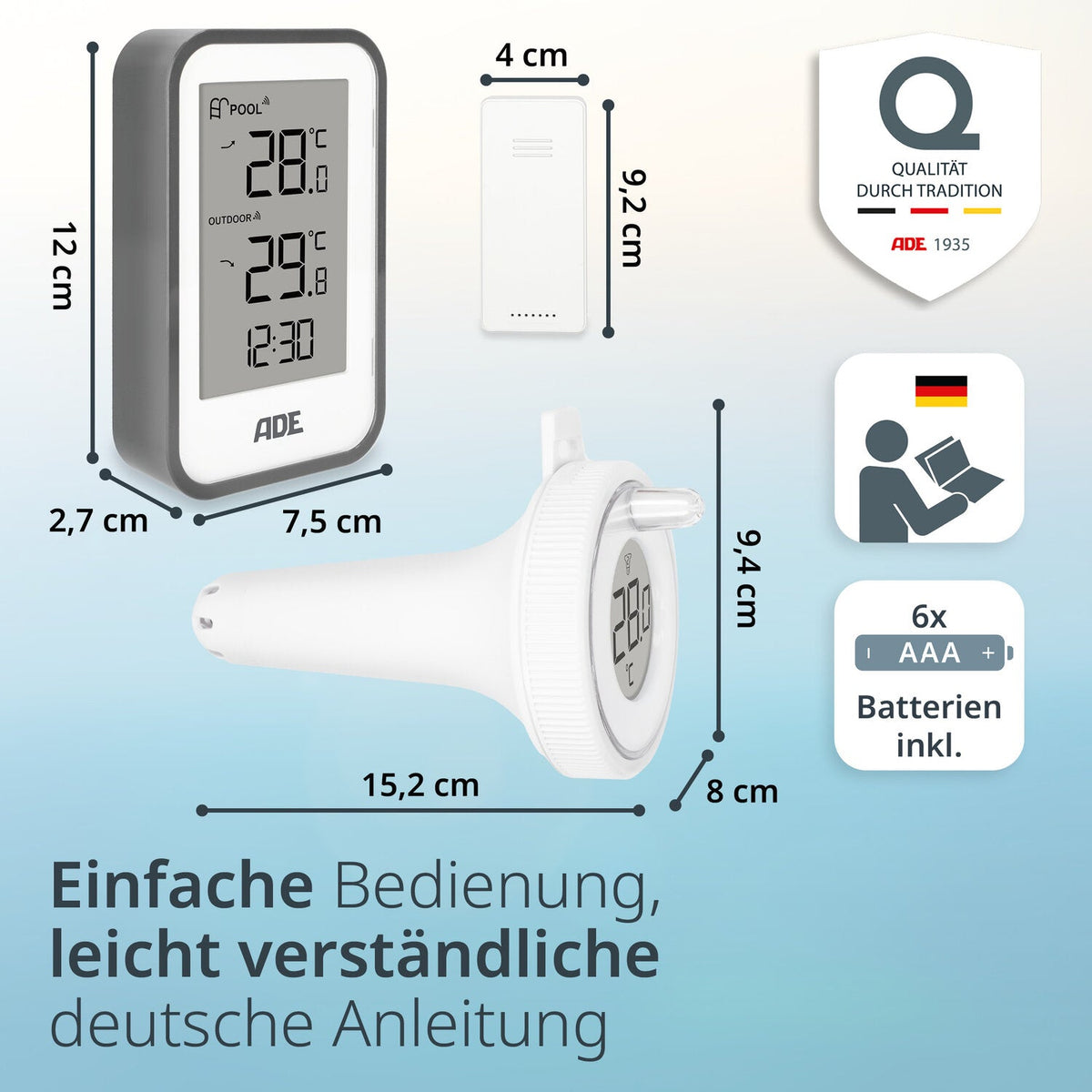 Digital pool thermometer with outdoor sensor
