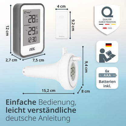 Digital pool thermometer with outdoor sensor