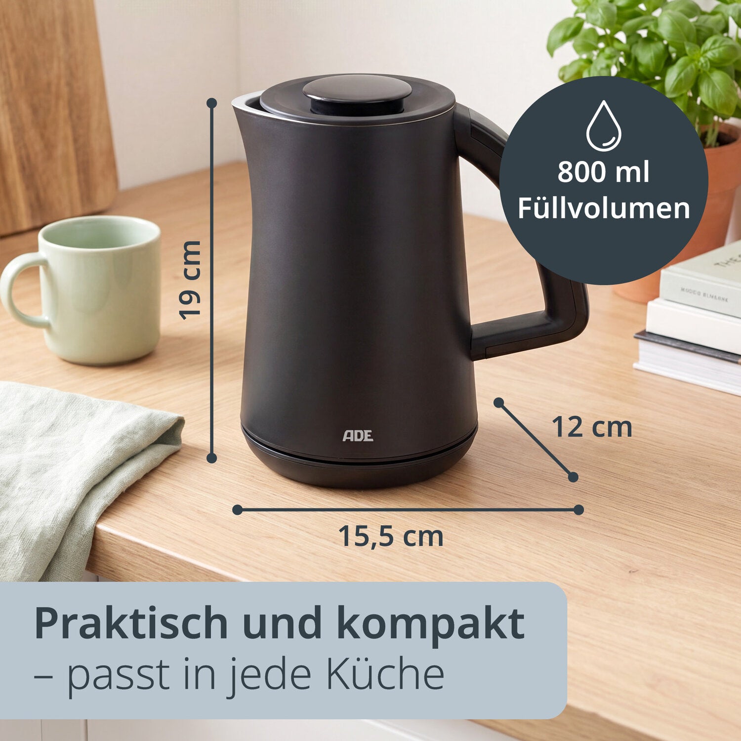 Mini-Wasserkocher mit Temperaturwahl